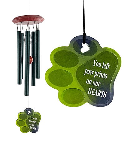 You Left Paw Prints On Our Hearts Pet Memorial Wind Chime